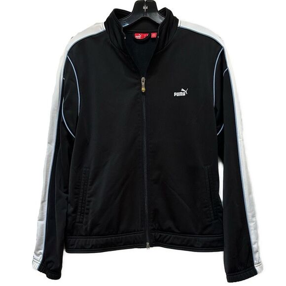 Puma Track Jacket Black with Blue and White Side Stripes Size XL - Picture 1 of 6
